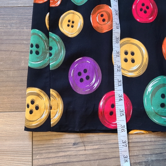 VTG Jessica Howard USA Colorful Rainbow Button Print AOP Black Dress Womens 14 - Picture 10 of 11